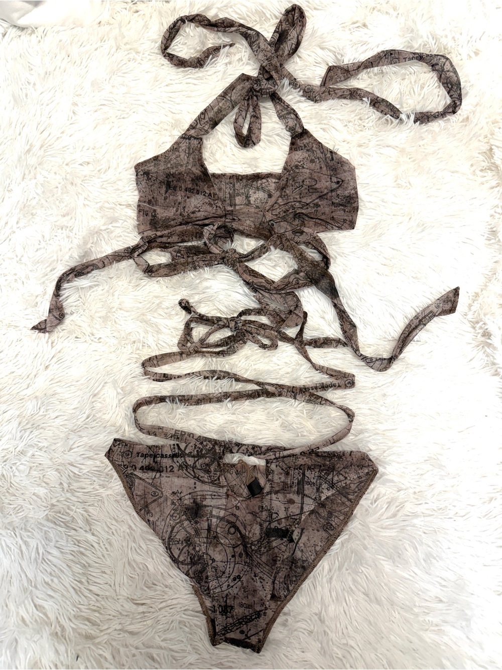 DARKER WAVS DOWNBEAT MAP PRINT WRAP LINGERIE SET